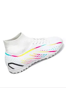 Women's High-Top TF Football Shoes Soccer Shoes, Sporty PU Leather Upper, Rubber Sole, Breathable & Durable, All Season Outdoor Training Boots