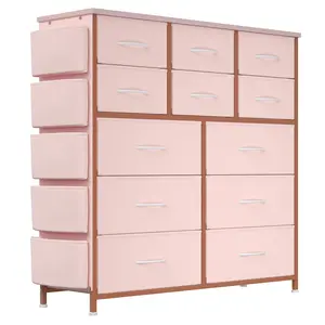 Dresser for Bedroom Cloth Storage Tower with 12 Drawers 12 Drawers Storage Tower Chest of Drawers with Bins Steel Frame Wood Top for Bedroom Kids Room Closet Entryway