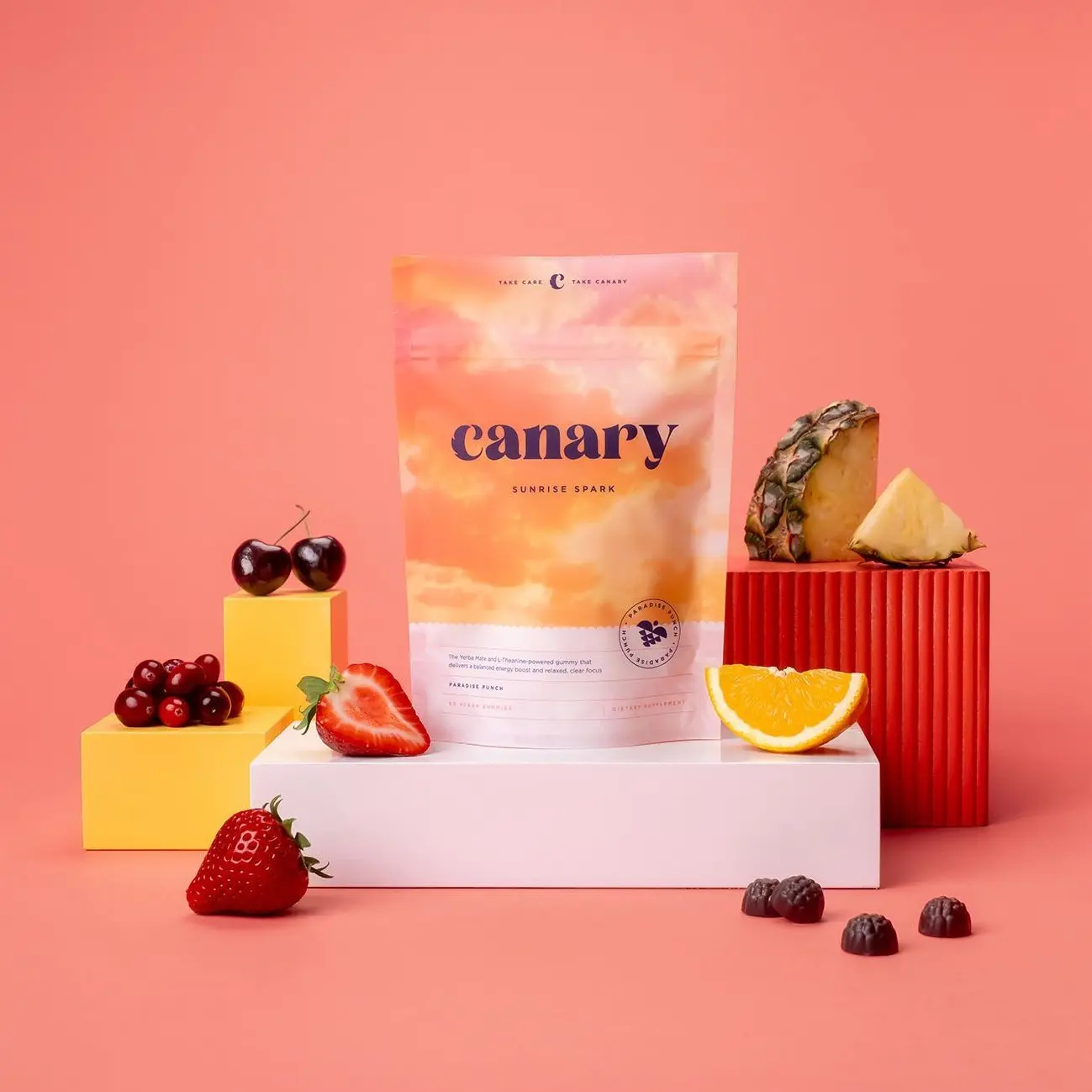 Canary Sunrise Spark - Daytime Energy Gummies | Yerba Mate + L-Theanine | Clean Energy & Focus Support