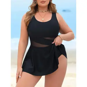 Perfect for dates and vacations! Black skirt-style swimsuit suitable for slightly plump figures, easy to wear