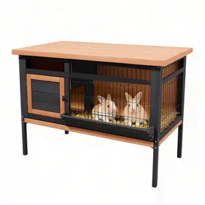 Wooden Quail Cages Guinea Pig Cage Rabbit Hutch with Removable Tray Openable Roof