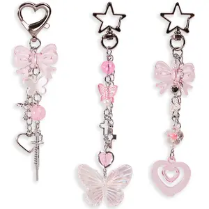 3PCS Keychains Aesthetic Y2K Keychain Charms Stylish Keychains Accessories for Women Bag Purse Gifts