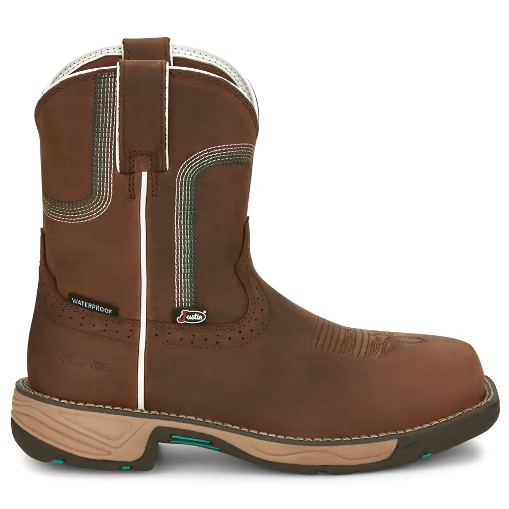 Justin Original Workboots Womens Stampede Rush 8 Inch Waterproof Composite Toe  Work/Duty - Brown