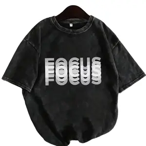 "FOCUS" Glitch Text Washed Cotton Tee