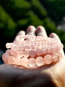 Natural Rose Quartz Bracelet, Stylish Crystal Beaded Jewelry Stretch Bracelet for Men and Women, Casual Daily Wear Accessory, Crystal Bracelets, Healing Crystal Bracelet