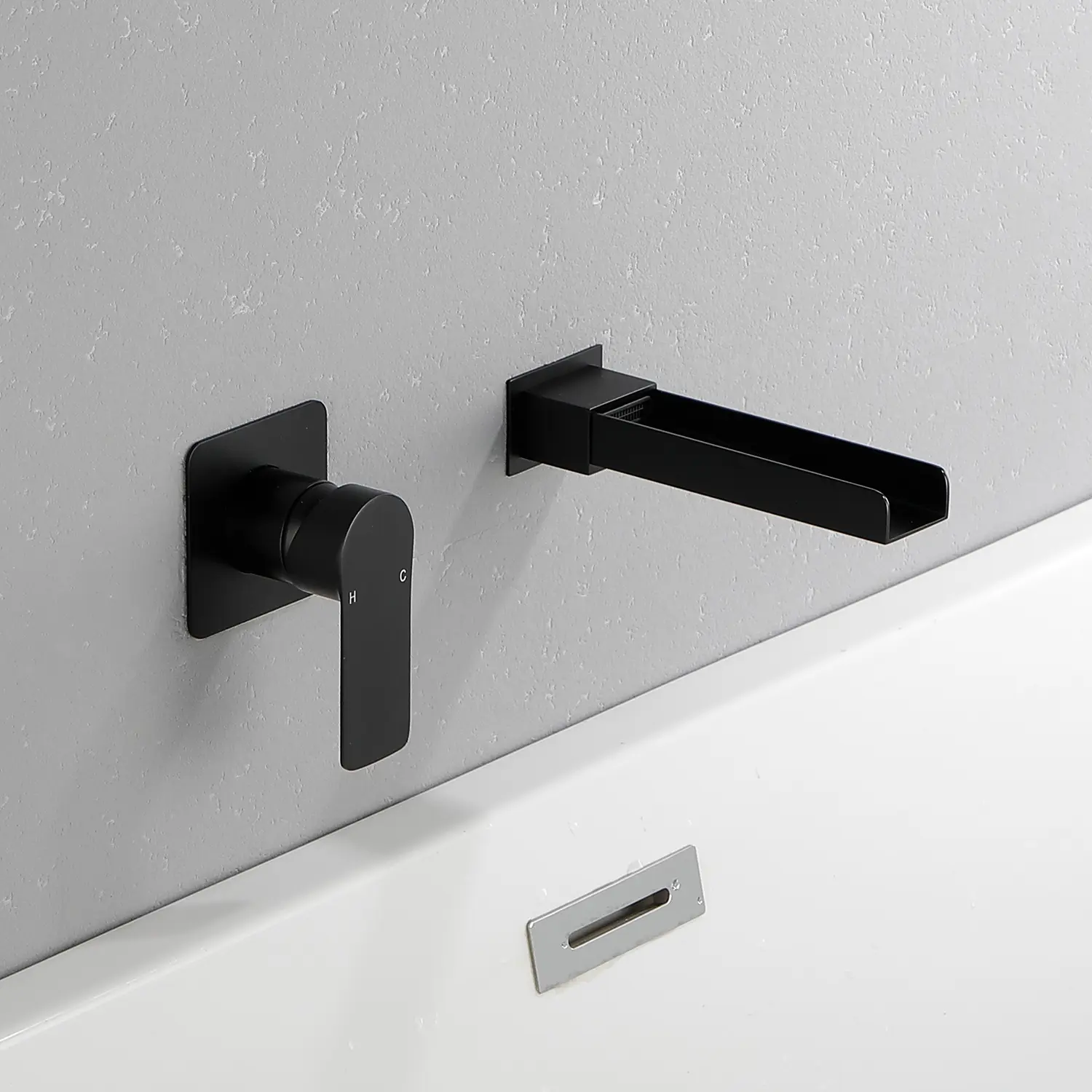 Wall Mounted Waterfall Bathroom Faucet, Single Handle Brass Sink Faucet for Vessel Vanity Sink in Matte Black, Brushed Nickel, Brushed Gold