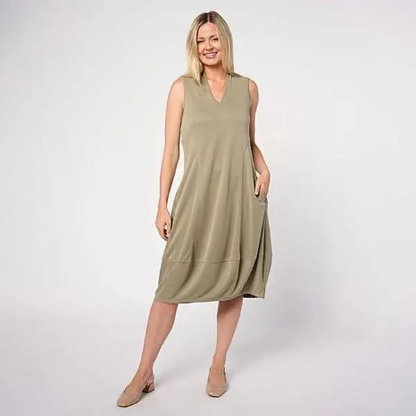 MarlaWynne WynneCollection Sueded Jersey Sleeveless Balloon Dress