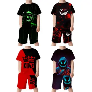 4-piece Boys 3D Printed Short-sleeved Shorts 4-piece Boys 3D Printed Short-sleeved Shorts