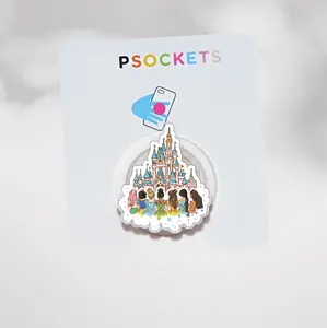 Fairytale Princess Castle MagSafe Phone Grip, Cute Princess Friends Magnetic Pop Socket Kickstand for iPhone, Magical Gift for Girls