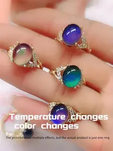 Fashionable Temperature Sensing Emotion Mood Ring for Women, Color Changing Adjustable Cross Design, Ideal Gift for Friends