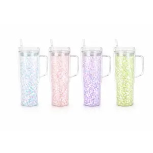 40 oz Acrylic Snow-globe Tumbler with Handle