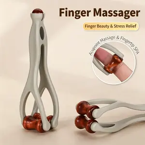 2pcs Solid Wood Multi-Function Finger Massager - Dual-Roll Neck Massager, Portable Meridian Relief Body Care Tool with Ergonomic Handle for Tension Relief (Sports, Gaming Use)