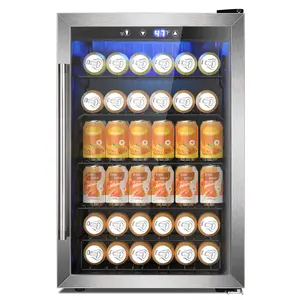 COWSAR 4.5 Cu.Ft Wine Fridge 37 Bottle, ETL Approved Freestanding Wine Cooler 145 Can Beverage Refrigerator with Stainless Steel Reversible Glass Door, Drink Fridge for Home Bar, Kitchen, Game Room