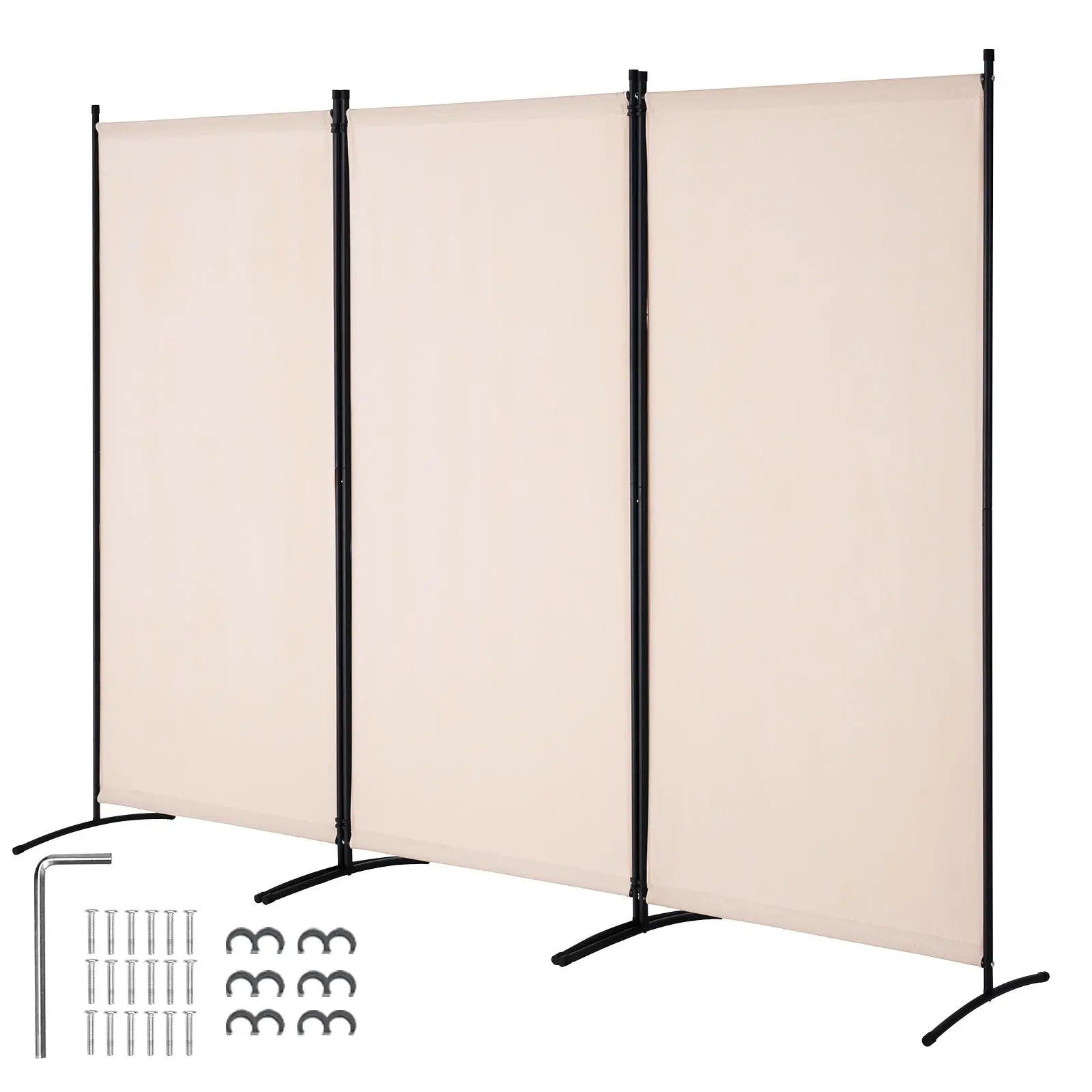 VEVOR Room Divider,  3 Panel Room Divider, Folding Privacy Screen and Portable Partition Divider for Room Separation, Freestanding Room Partitions for Office, Bedroom, Study, Beige
