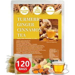 Turmeric Ginger Cinnamon Tea, 100% Natural Anti-Inflammatory Tea, Eco-Conscious Tea Bags, No Sugar No Caffeine No Gluten Vegan Healthy Drink