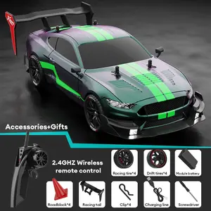Wireless Remote Control High Speed Drift Car, Drift Rc Car, Four-wheel Drive Power Racing Car with LED Headlights & Replaceable Wheel, Interactive Car Toy for Birthday Gifts