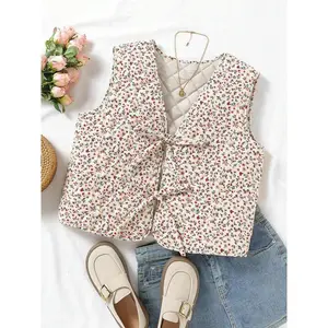 A women's patterned vest with elegant temperament and fashionable commuting style, suitable for parties, indoor and outdoor wear, Casual Sleeveless Vest