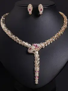 Women's Elegant Snake Design Necklace & Earrings, Exquisite Trendy Teardrop Jewelry Set, Fashionable Jewelry Set for Party Decoration