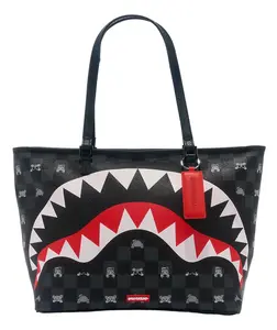 SPRAYGROUND GRAY PEEKING CHARACTER CHECK TOTE
