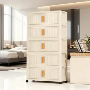 Foldable Modern Storage Cabinet, No Installation Required, Plastic Clothes Organizer, Home Bedroom Use, Clothing & Snack Box