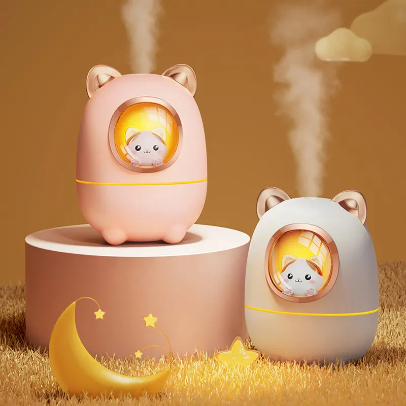 Cute Cat Mini Humidifier USB Silent Air Humidifier Seven Color Ambient Light