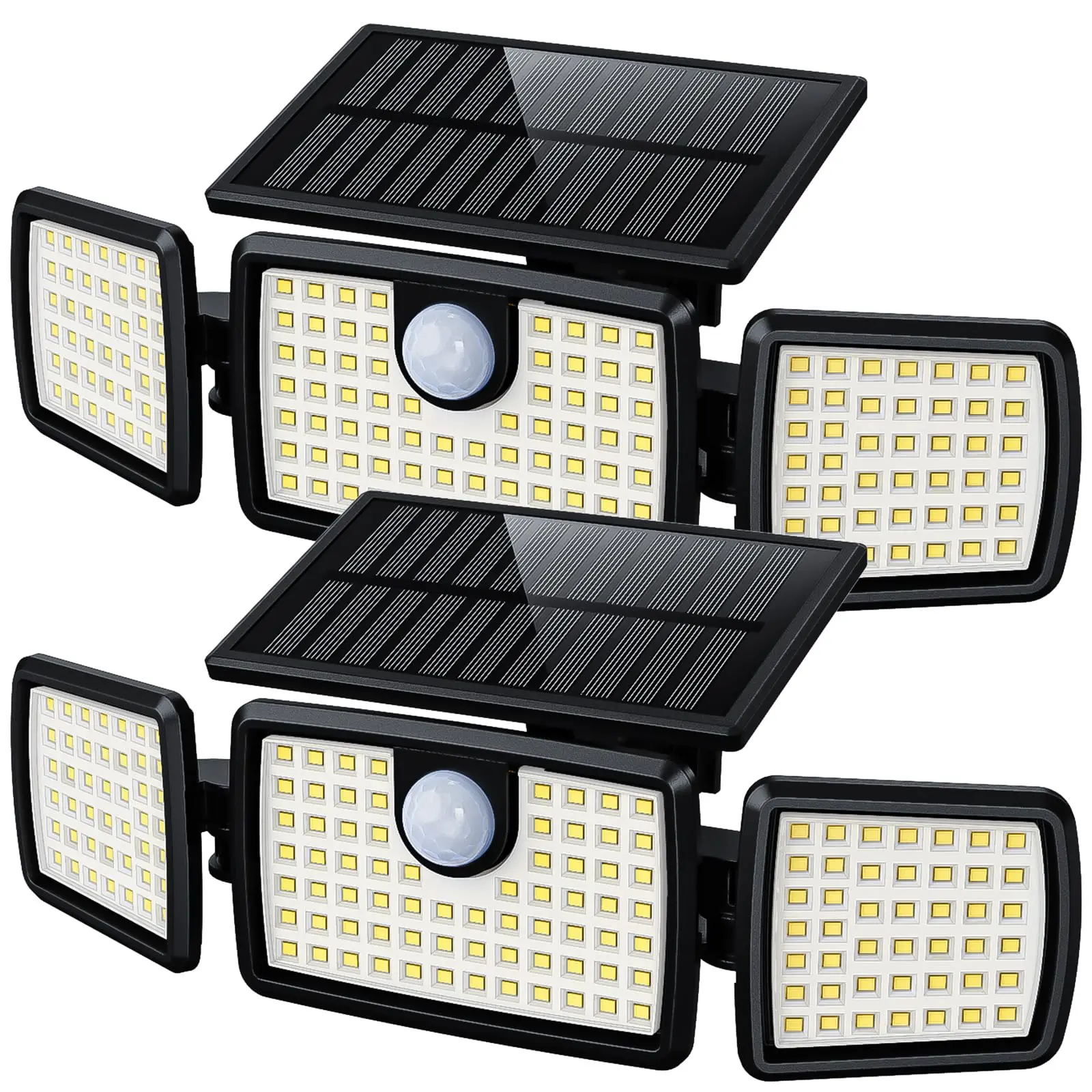 ISUNMEA 2-Pack 3-Heads Solar Powered LED Solar Lamps - 2500LM Bright, 270° Broad Coverage, IP65 Waterproof Security Lighting Fixtures, LED Courtyard & Outdoor Landscape Lights for Patio (Non-Remote), Led Courtyard Light