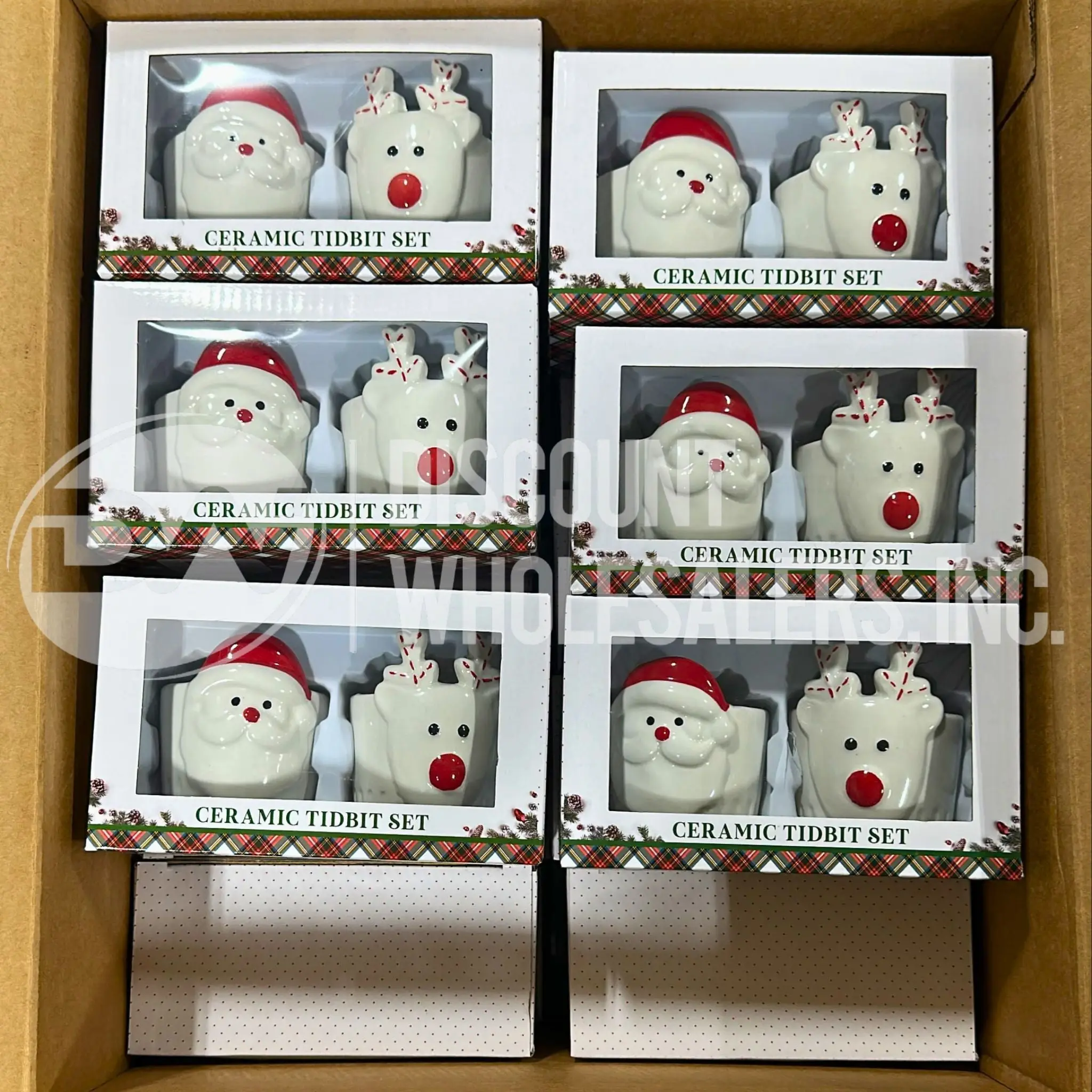 Santa & Rudolph Ceramic Tidbit Bowl Set Christmas Gift (160 Pcs Lot)