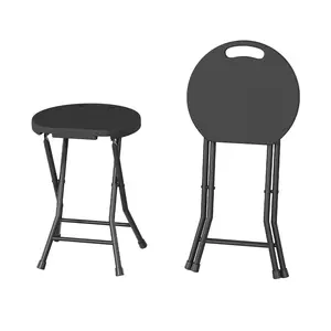 Heavy-Duty Foldable Bar Stool with Built-In Carry Handle, Non-Slip Stable Feet & 600 LBS Weight Capacity, Compact Foldable Adult Stool, Versatile Portable Seating for Indoor Daily Use and Outdoor Casual Activities