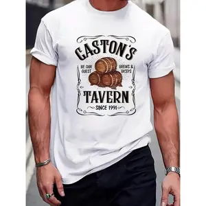 100% Cotton, Gaston Restaurant Printed T-Shirt, Four Seasons Casual New Trend Men's T-Shirt, Crew Neck High Street Cotton Short Sleeve T-Shirt, Fashion Boutique T-Shirt, Simple or Outdoor