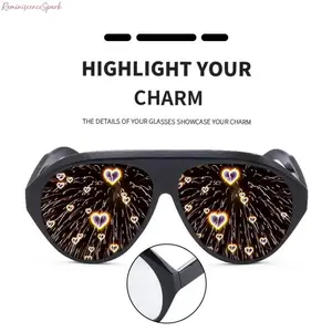 Unisex Fireworks Effect Diffraction Glasses, Stylish Special Light Show Eyewear, Comfort All-match Party Shades, Ideal for Music Festivals, Rave Parties, Nightclub Hangouts and Holiday Event Styling