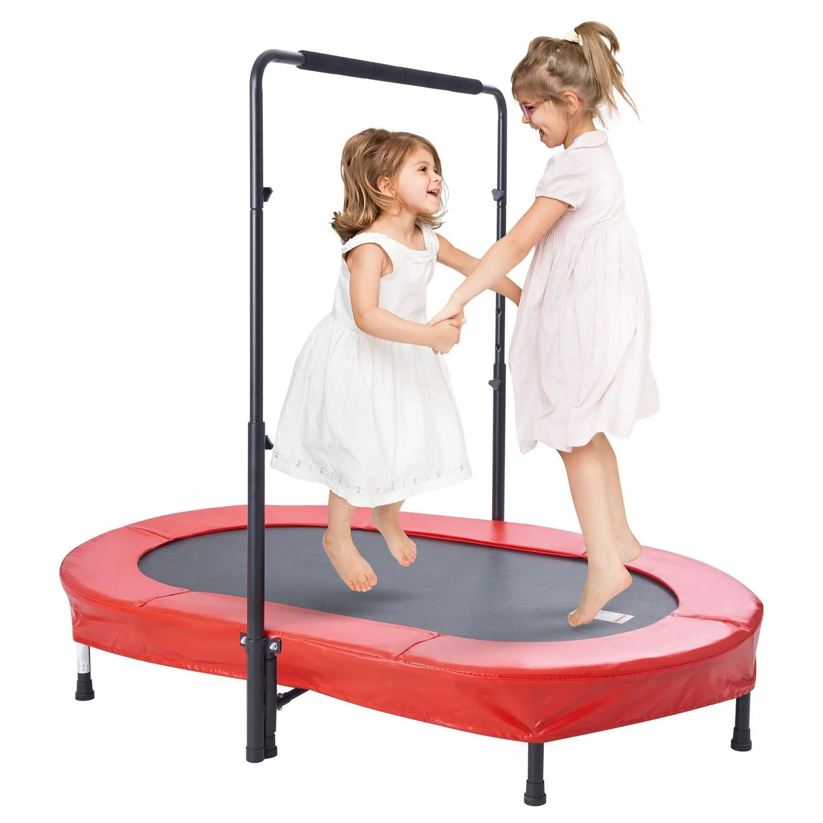 【Summerfinds】VEVOR Kids Trampoline,  56x36 inch Indoor Outdoor Trampoline, Foldable Mini Trampoline with Handle, Rebounder Trampoline for Toddlers, Birthday Gift for 3+ Years Children, Boys Girls for Fun, Red