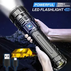 2025 Upgrade Ultimate Rechargeable LED Flashlight 5 Modes Waterproof Long Lasting Power Durable Brightness for Emergencies Camping Outdoor Portable Rugged Grip 1000000 High Lumen Multimode