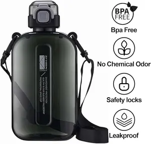 Viral 24 oz Flat Square Water Flask | Leakproof Portable Water Bottle for Travel Sports | Large Square Bottle Fits in Bag | Black graduation party favors