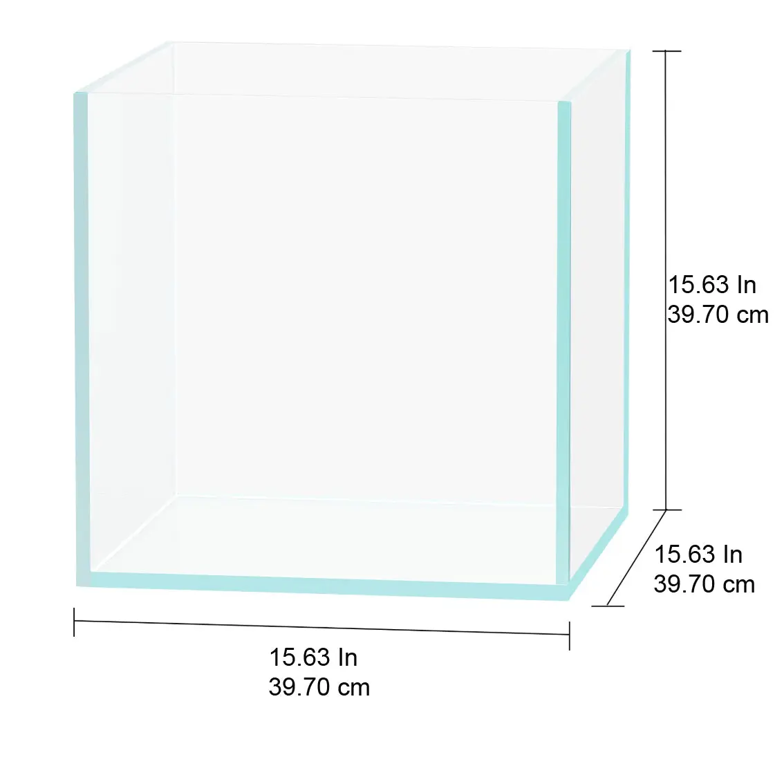 15 Gal Low Iron Ultra-Low Iron Glass Small (1-15 Gal) Rimless Square Cube Fish Tank - 15.63inX15.63inX15.63in High Brightness Betta Aquarium, High-Quality German Aquarium Glue, Double-Boxed Transportation Protection