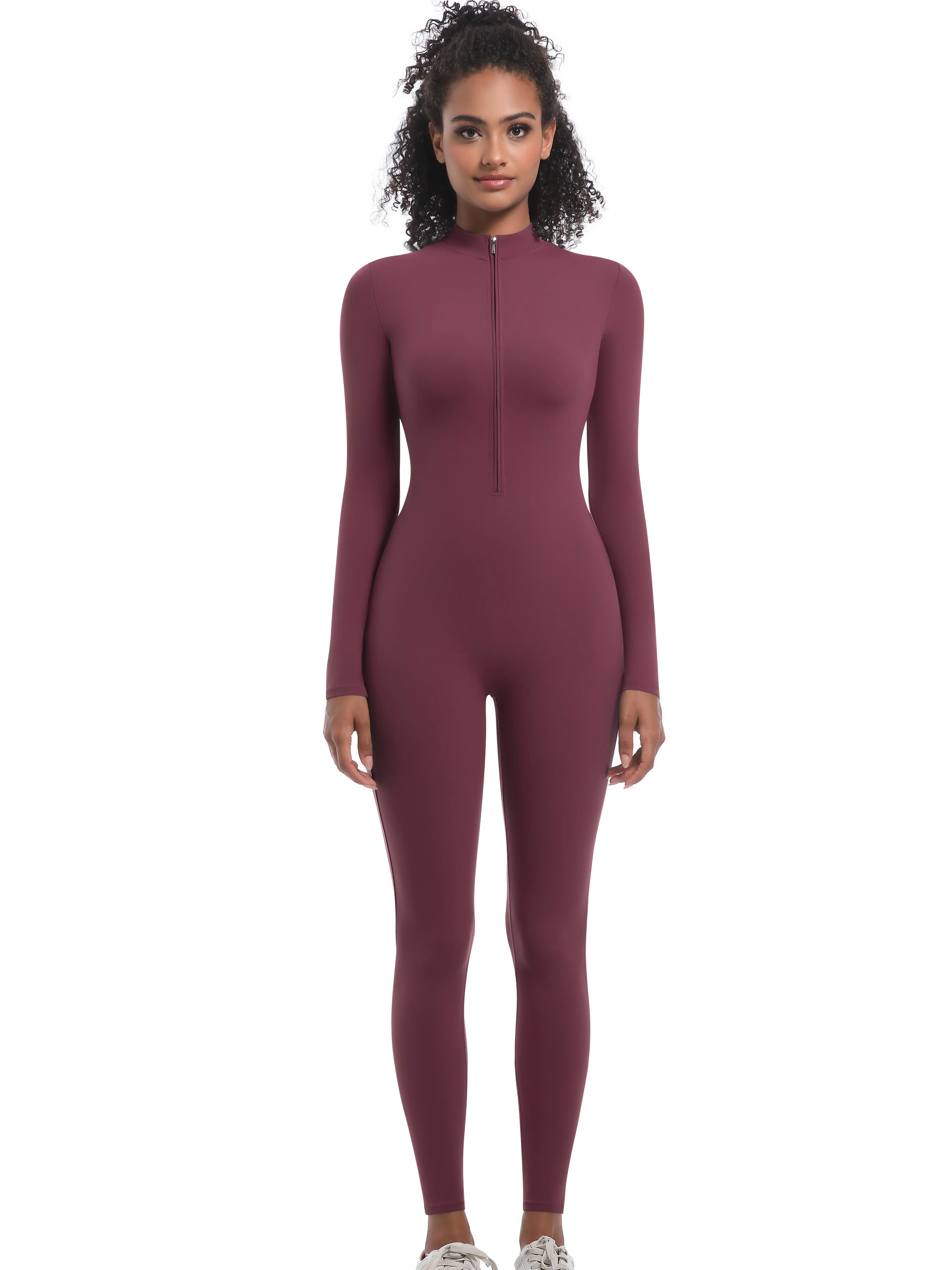 Soft high Stretch Moisture-Wicking Quick-drying breathable Zipper long sleeve yoga fitness running jumpsuit tight butt lifting seamless bodysuit workout Apparel Stretchable Activewear pilates gymgirls gym workout clothes for women