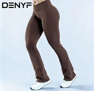 Women Seamless High Waist Flared Bootcut Leggings, Quick Dry Tummy Control Yoga Pants for Gym Fitness