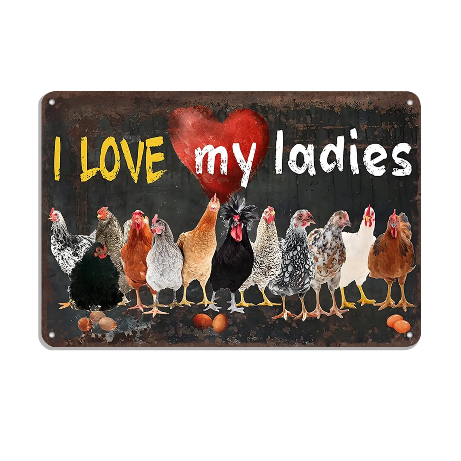 Vintage Aluminium Chicken Coop Sign - 8x12 in Funny "I Love My Ladies" Vintage Metal Sign, Easy-Hanging Cottagecore Farmhouse Wall Decor Plaque for Home Supplies, Home Decor Products, Yard Sign