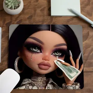Glam Doll with Money Tears Gaming Mouse Pad, Y2K Aesthetic Design, Non-Slip Smooth Surface Mousepad for PC, Laptop, Office Desk & Gaming Setup, Ideal for Coquette & Trendy Style Enthusiasts