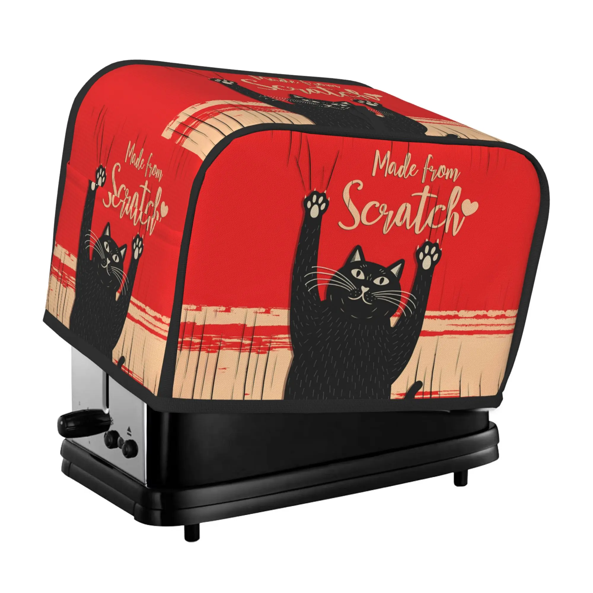 Foldable Funny Black Cat 2-Slice Toaster Dust Cover, Dustproof Small Kitchen Appliance Protector, Made from Scratch Design Bread Maker Oven Cover, Home Decor Gift