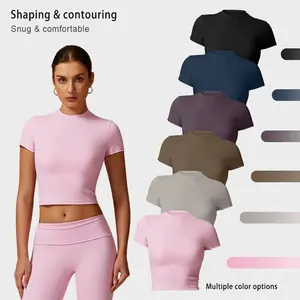 Women's Solid-Color Crew Neck Sports T-Shirt Comfortable and breathable, perfect for everyday outdoor wear Modern athletic-style women's apparel Versatile year-round wardrobe staple Casual sportswear for gym and fitness activities