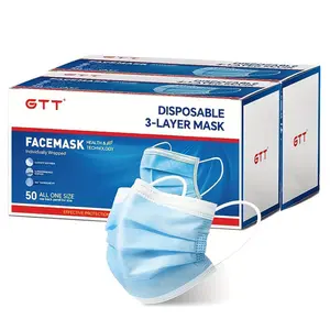 Disposable Protective Face Mask 50/100Pack Individually Packaged Wrapped Protection For Adults 3-layer Filter Safety Face Masks Non-woven Melt-blown Filter Breathable Protection Mask for Travel Daily Protection Against Droplets