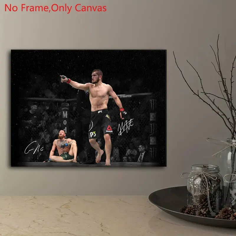 1 set of frameless canvas print posters, Unframed art print, classic boxing art, mixed martial arts MMA, Conor McGregor and Khabib Nurmagomedov, gift for bedroom, living room, mural, Athlete Wall Decor, wall & room decoration