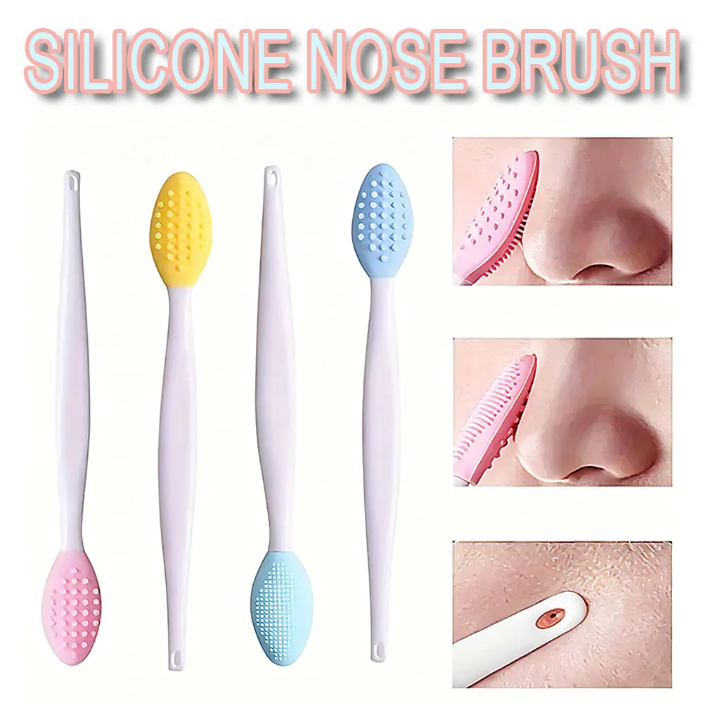 4pcs multicolor silicone facial cleaning brush exfoliating nose cleaning blackhead brush tool double-sided gentle pore cleaning.