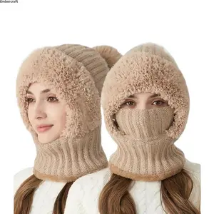 Women's Cozy Knit Pom Pom Beanie - Thick Soft Wool Winter Cap with Heart Design, Solid Color Fashion Western Bonnet, Warm for Chilly Days, Daily Wear, Outdoor Activities
