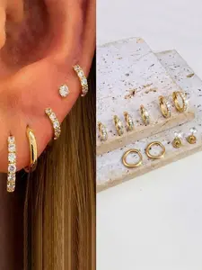 10 Counts Elegant Cz Studs Earrings Hoops, Stainless Steel Inlaid Artificial Zirconia Ear Studs, Tragus Helix Tragus Conch Piercing, Shiny & Convenient For Earrings Piercing, Shining Earrings