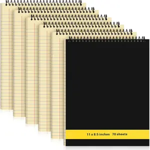6 count Legal Pad Top Spiral Bound Notebook 70 Sheets Double Sided College Ruled Paper Notepad Memo Steno Pad with Stiff Cover for Business College(8.5 x 11 Inches,No Holes,Yellow)