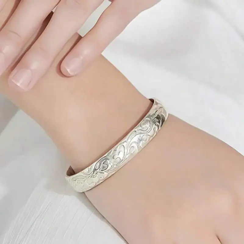 925 Silver Easy Bohemian Jewelry - Handmade Hollow Floral Bracelet