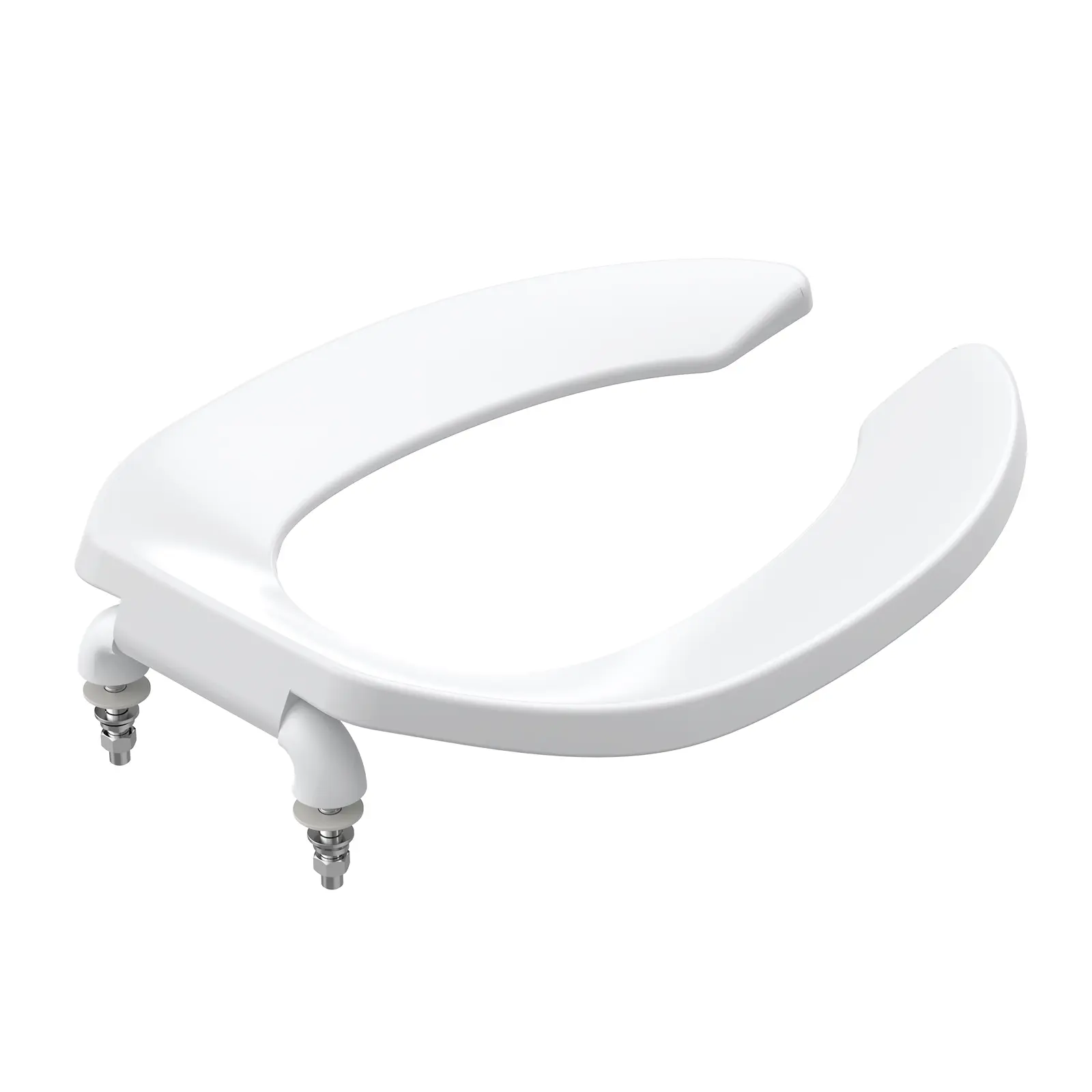 Commercial Heavy Duty Open Front Toilet Seat Without Cover,Cmmercial Toilet Seat Public 18.5 Inch Elongated Toilet Seat for Church, School, Hospital, Office,White