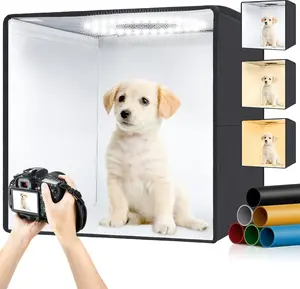 Portable Light Box & Soft Box, 16"x16" Professional  Tent with 120 LED Lights Photo Studio Light Box Photography with 6 Color PVC Backdrops for  and Product Photography