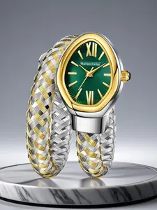 Women's Elegant Snake Skin Design Quartz Watch, Exquisite Trendy Wristwatch, Fashionable Watch for Women As Gift with Box, Modern Fashionable Wristwatch